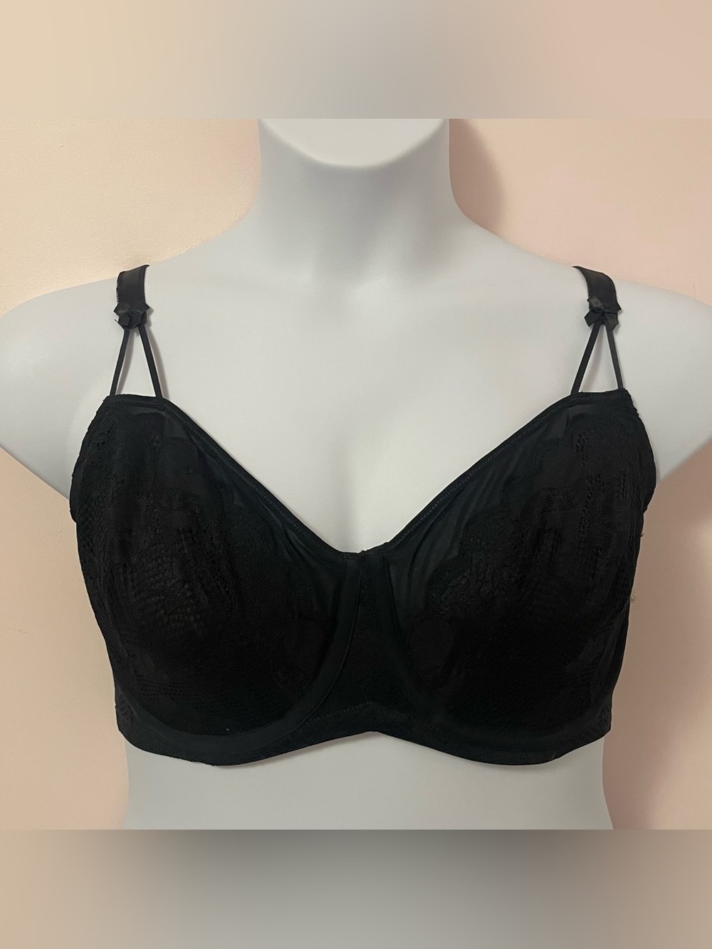 Torrid Curve Black Lace Unlined Underwire Balconette Bra - Size 40D